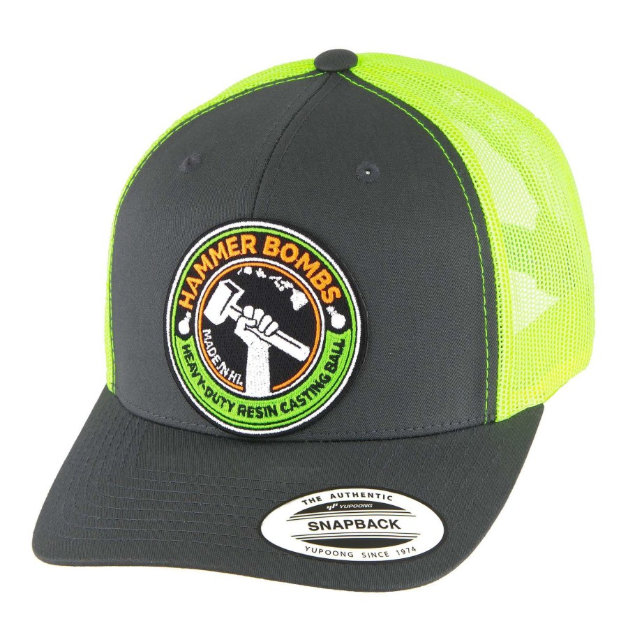 Crafting & Mods Hifishgear | Hammerbombs® Charcoal / Neon Green Classic Snapback Trucker Hat