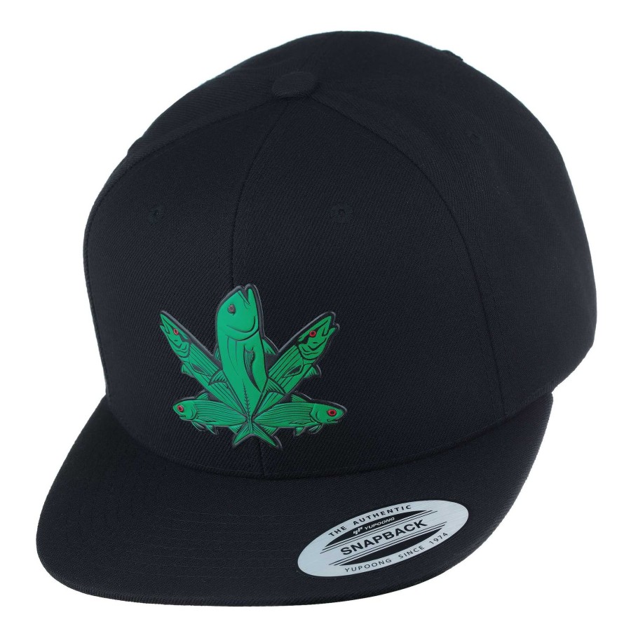 Crafting & Mods HiFishGear | Hfg - Green Fish Black Snapback Flatbill Hat