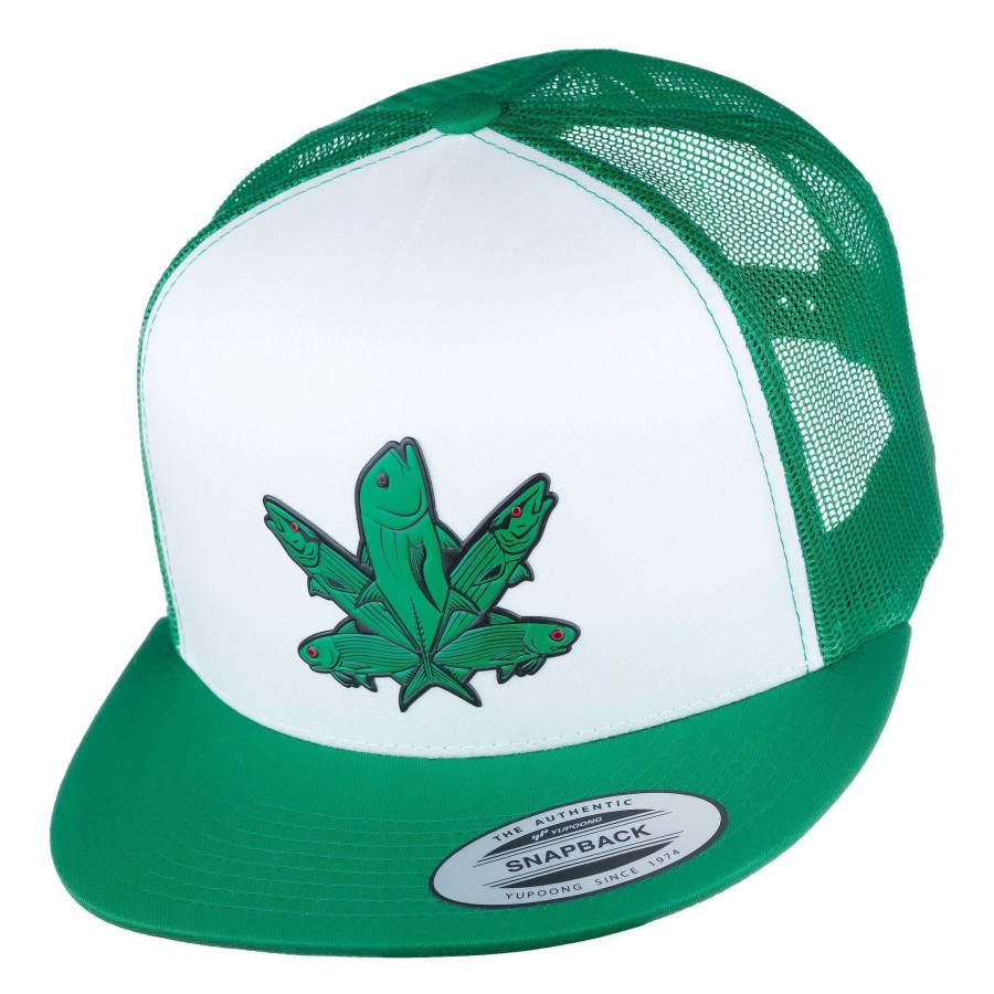 Crafting & Mods HiFishGear | Hfg - Green Fish Kelly Green Flat Bill Snapback Hat