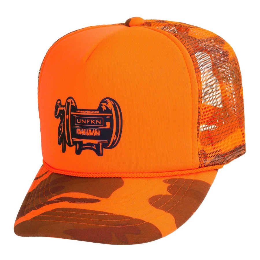 Crafting & Mods Hifishgear | Unfkn Reel Hunter Orange Camo Classic Trucker Hat