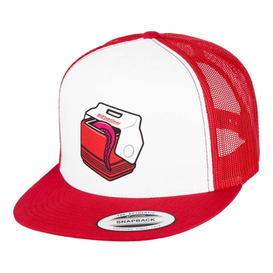 Crafting & Mods Hifishgear | Hfg - Bait Cooler Red/White Flatbill Trucker Hat