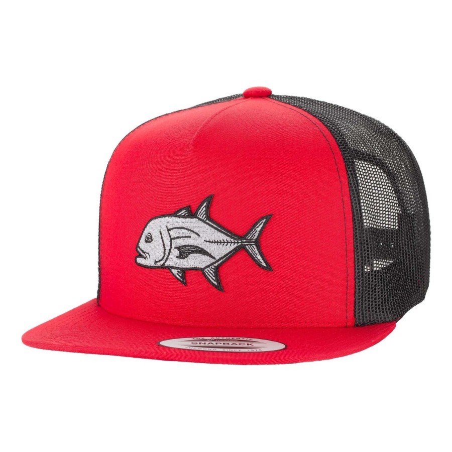 Crafting & Mods HiFishGear | Hfg - Ulua Red/Black Snapback Flat Bill Trucker Hat