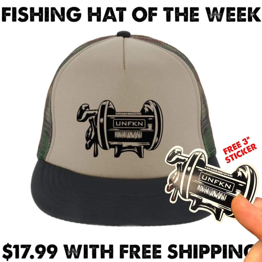 Crafting & Mods Hifishgear | Unfkn Reel Camo/Tan/Black Flatbill Trucker Hat