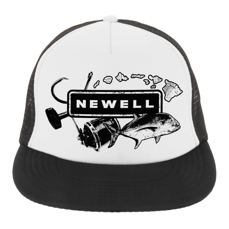 Crafting & Mods Newell Fishing | Newell® Hawaii Black/White Flat Bill Trucker Hat