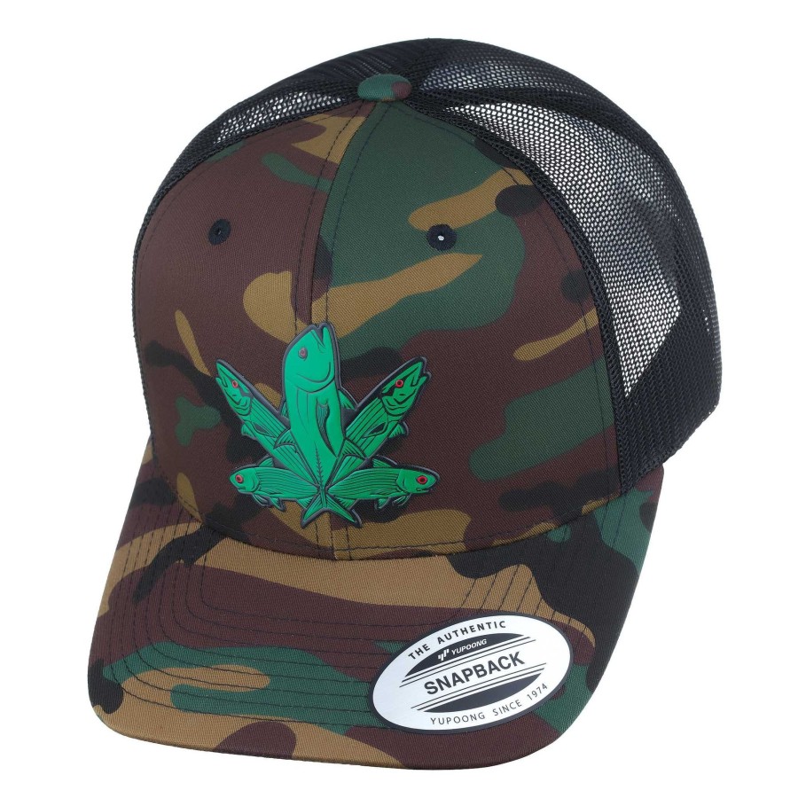 Crafting & Mods HiFishGear | Hfg - Green Fish Camo/Black Snapback Classic Trucker Hat