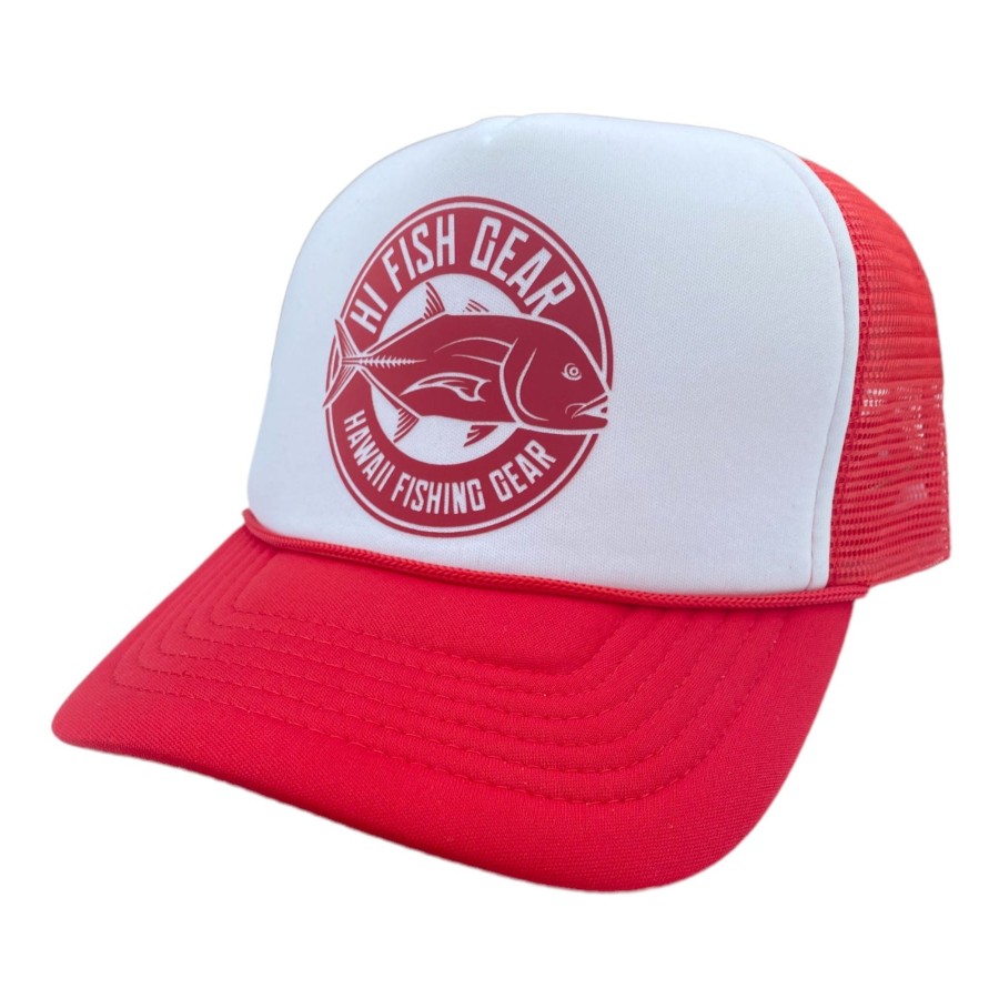 Crafting & Mods Hifishgear | Hfg - Red/White Reflective Ulua Circle Logo Classic Trucker Hat