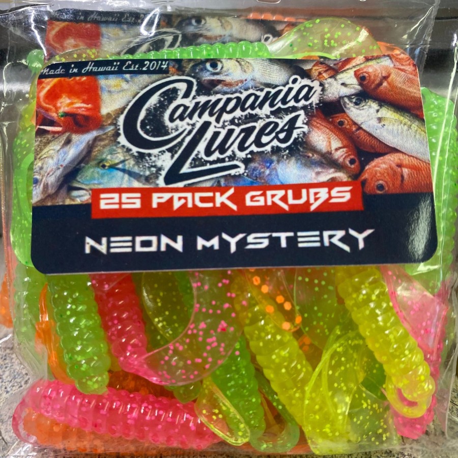 Lures Campania Lures | Campania Lures - Neon Mystery 25Pc Grub Grab Bag