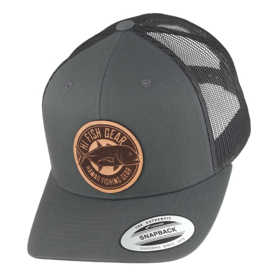 Crafting & Mods Hifishgear | Hfg - Ulua Leather Charcoal/Black Classic Snapback Trucker