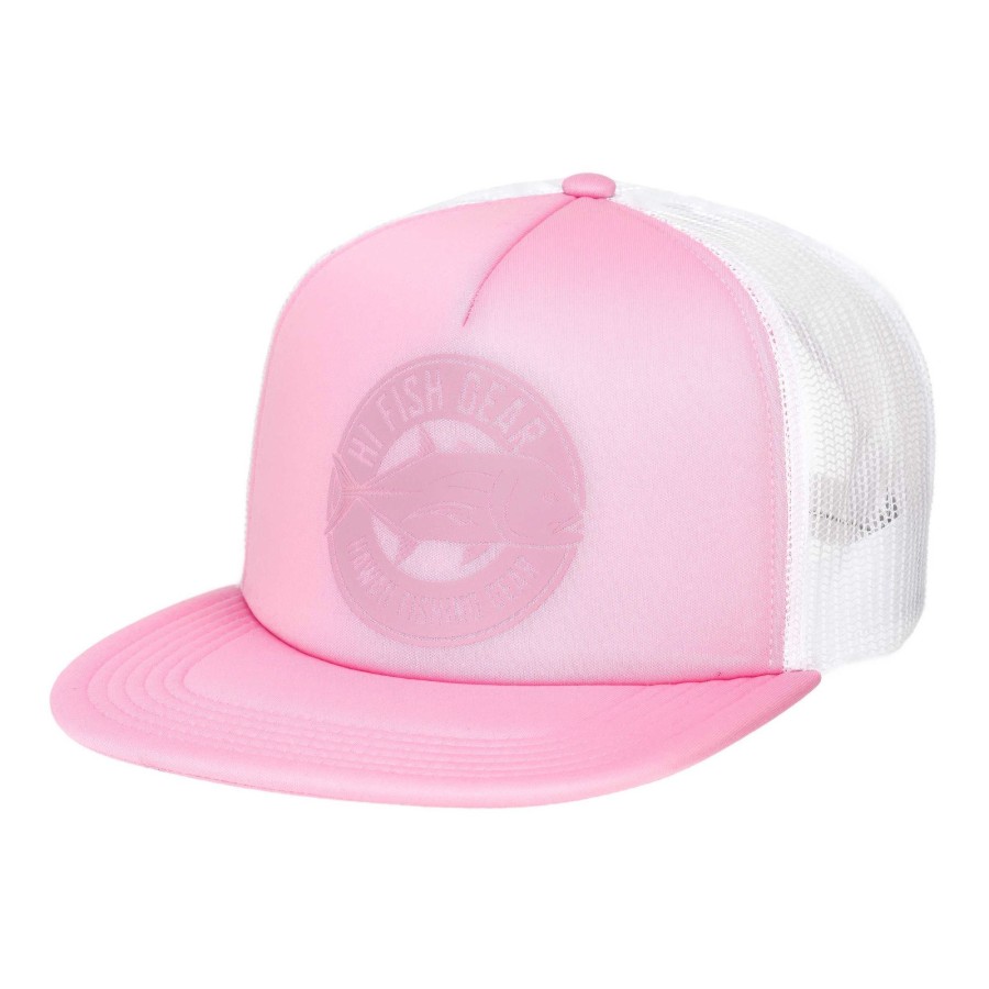 Crafting & Mods Hifishgear | Hfg - Ulua Circle Pink/White Flat Bill Trucker Hat