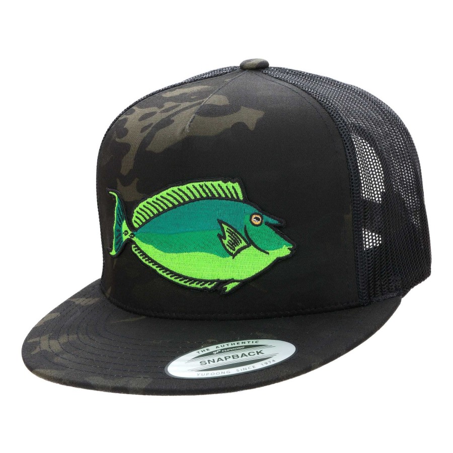 Crafting & Mods Hifishgear | Hfg - Kala (Unicorn Fish) Black Multicam® Flatbill Snapback Trucker Hat