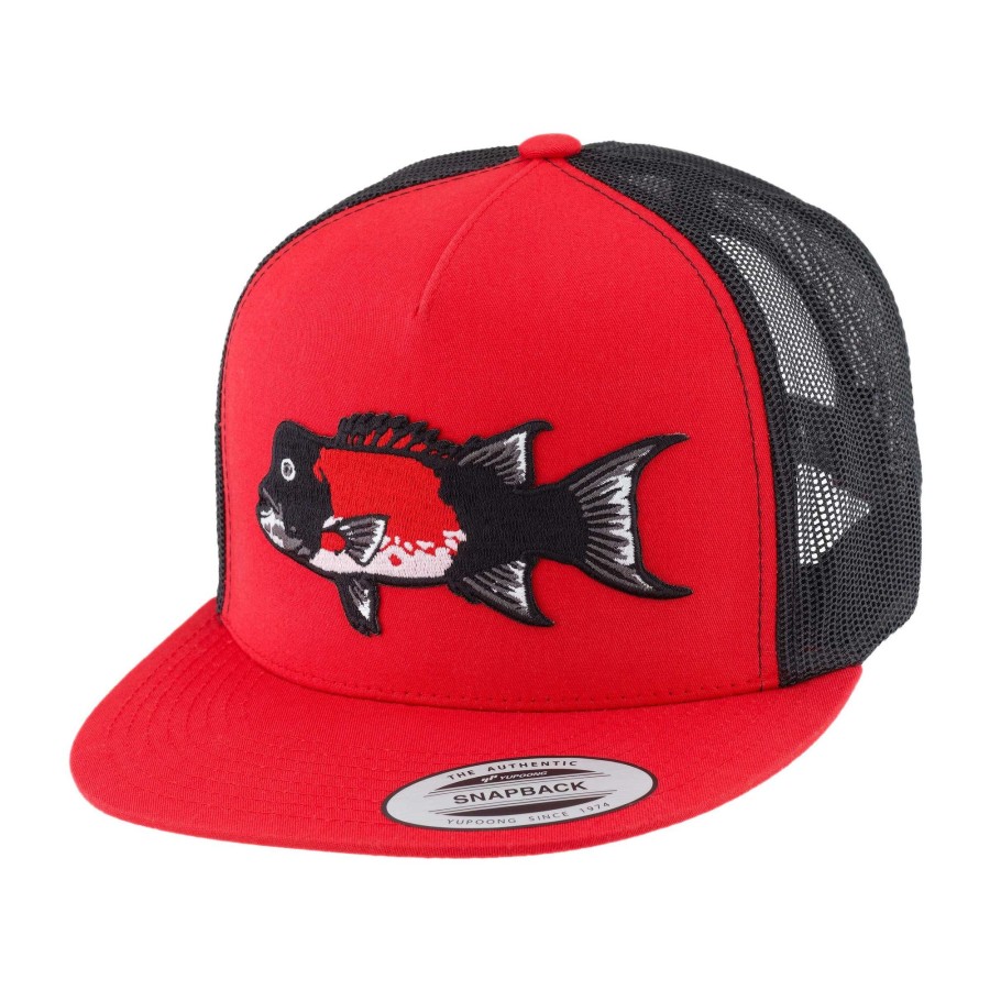 Crafting & Mods Hifishgear | Hfg - California Sheephead Red/Black Snapback Flat Bill Trucker Hat