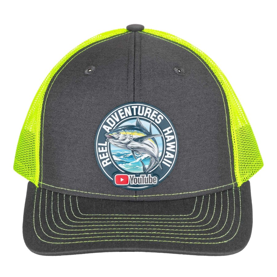 Crafting & Mods HiFishGear | Reel Adventures Hawaii Charcoal/ Neon Green Snapback Trucker Hat