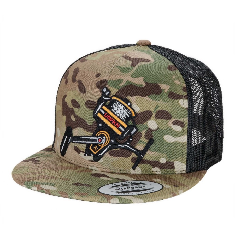 Crafting & Mods Hifishgear | Hfg - Unfkn Reel Spinner Multicam® Green/Black Snapback Flatbill Trucker Hat