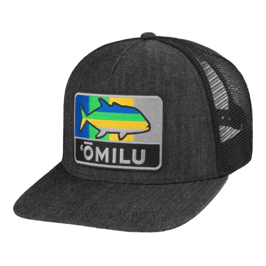 Crafting & Mods Hifishgear | Hfg - Black Denim Omilu Flat Bill Trucker Hat (Big Head Special)