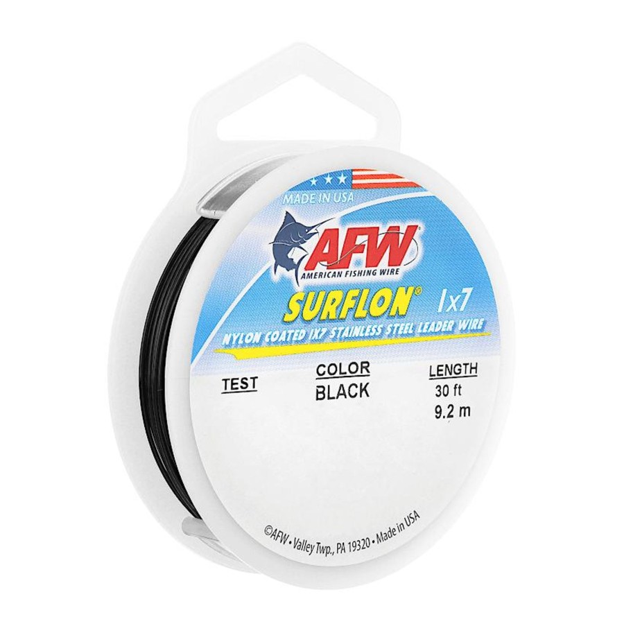 Line & Leader AFW | Afw Surflon Nylon Coated 1X7 Stainless Leader Black