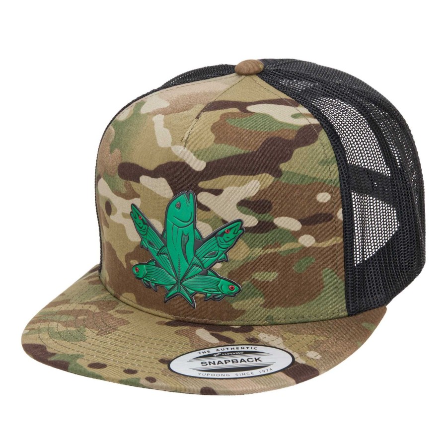 Crafting & Mods Hifishgear | Hfg - Green Fish Multicam® Light Snapback Flatbill Trucker Hat