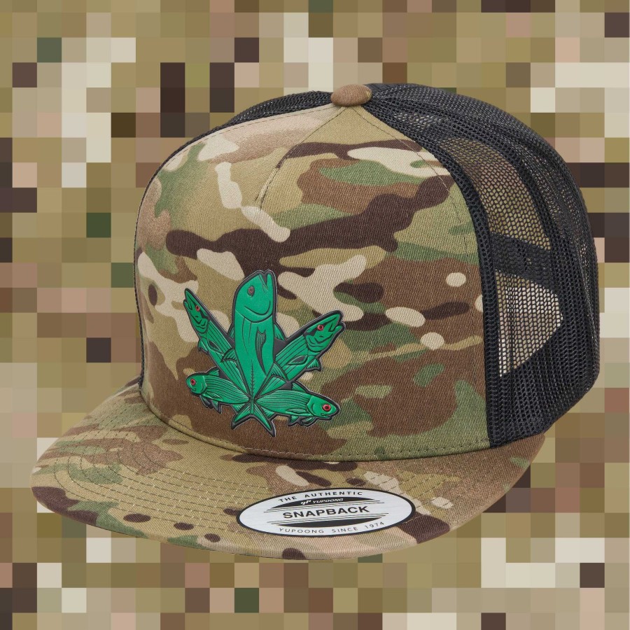 Crafting & Mods Hifishgear | Hfg - Green Fish Multicam® Light Snapback Flatbill Trucker Hat